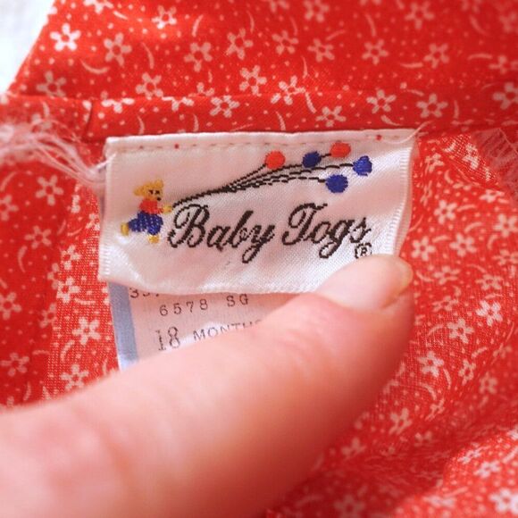 Vintage 90s Baby Togs Red White Floral A-Line Baby Top - Picture 7 of 8